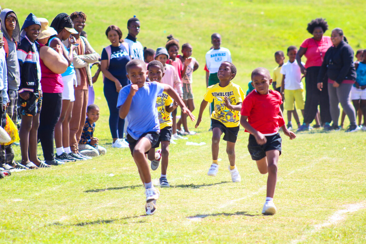George Dickerson Primary school foundation phase pupils participating in the inter-house sports day. Photo by Kivitts Media