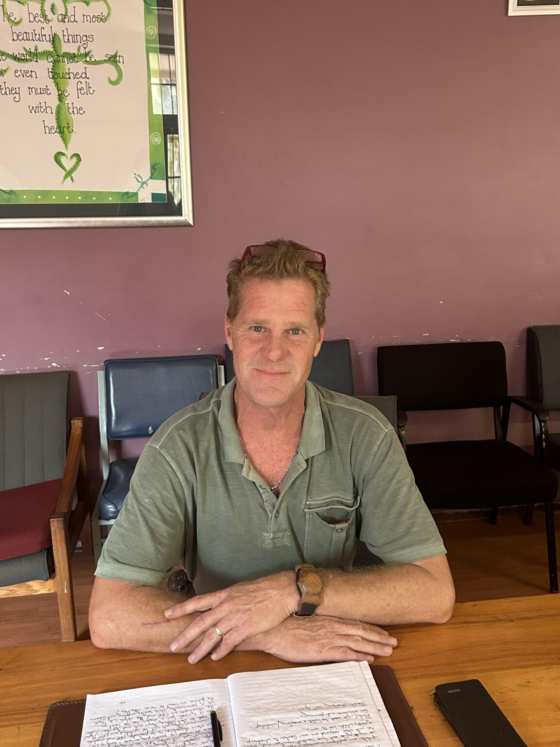 Mr Engelbrecht at the boardroom located at the Makanda Police Station