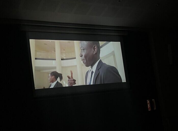 A scene from the feature film African Moot. A pair of LLB students argued a case based on the refugee issues around Africa. Photo: Buhle Andisiwe Made