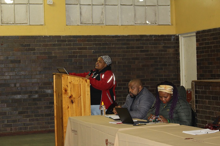 Directer Gidana giving recent report on water and roads Photo: 'Odidi Matai-Sigudla