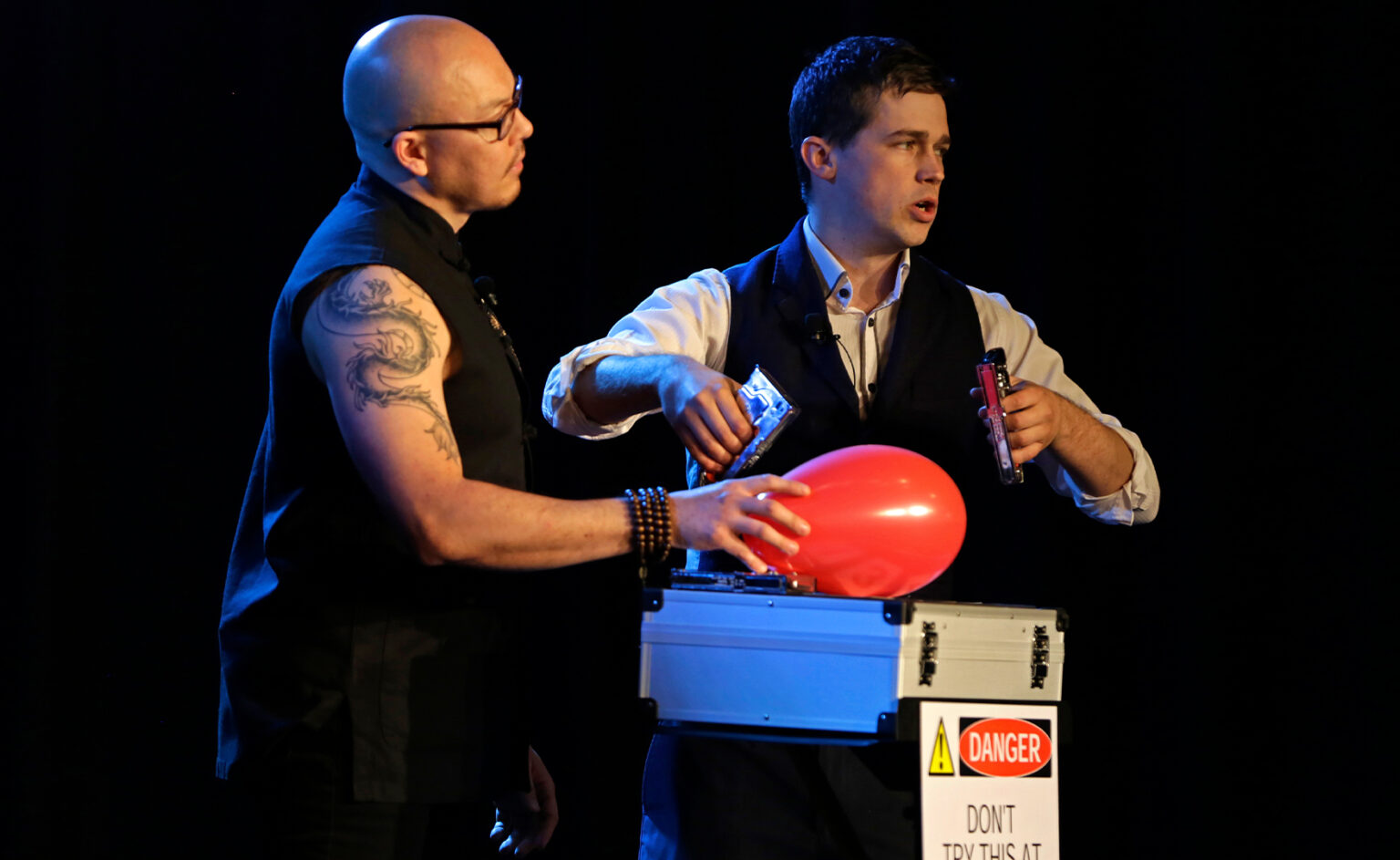 Renowned mentalist, Brendon Peel, and escape artist, Li Lau, return to amaze the Festival stage with Double Bluff: An Extreme Magic Show. Courtesy of The National Arts Festival.