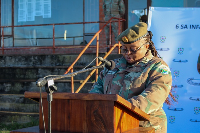Acting Chief of Staff SA Army Infantry formation Col M.S. Rampai giving opening speech for Fittest Soldier Competition. Photo: 'Odidi Matai-Sigudla