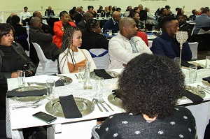 Picture of guests at St.Mary's Catholic Church dinner at the 40th birthday celebration