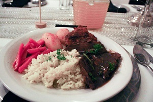 Picture of the food served at St.Mary's Catholic Church dinner at the 40th birthday celebration