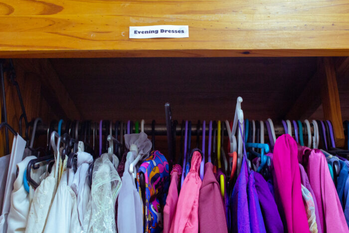 Rhodes University Theatre costume room clothing rack. Photo: Buhle Andisiwe Made