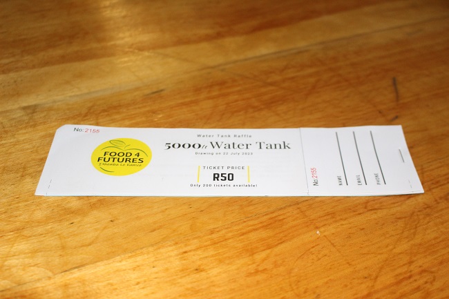 R50 raffle ticket from Food 4 Futures to stand a chance to win a 5000 L ticket