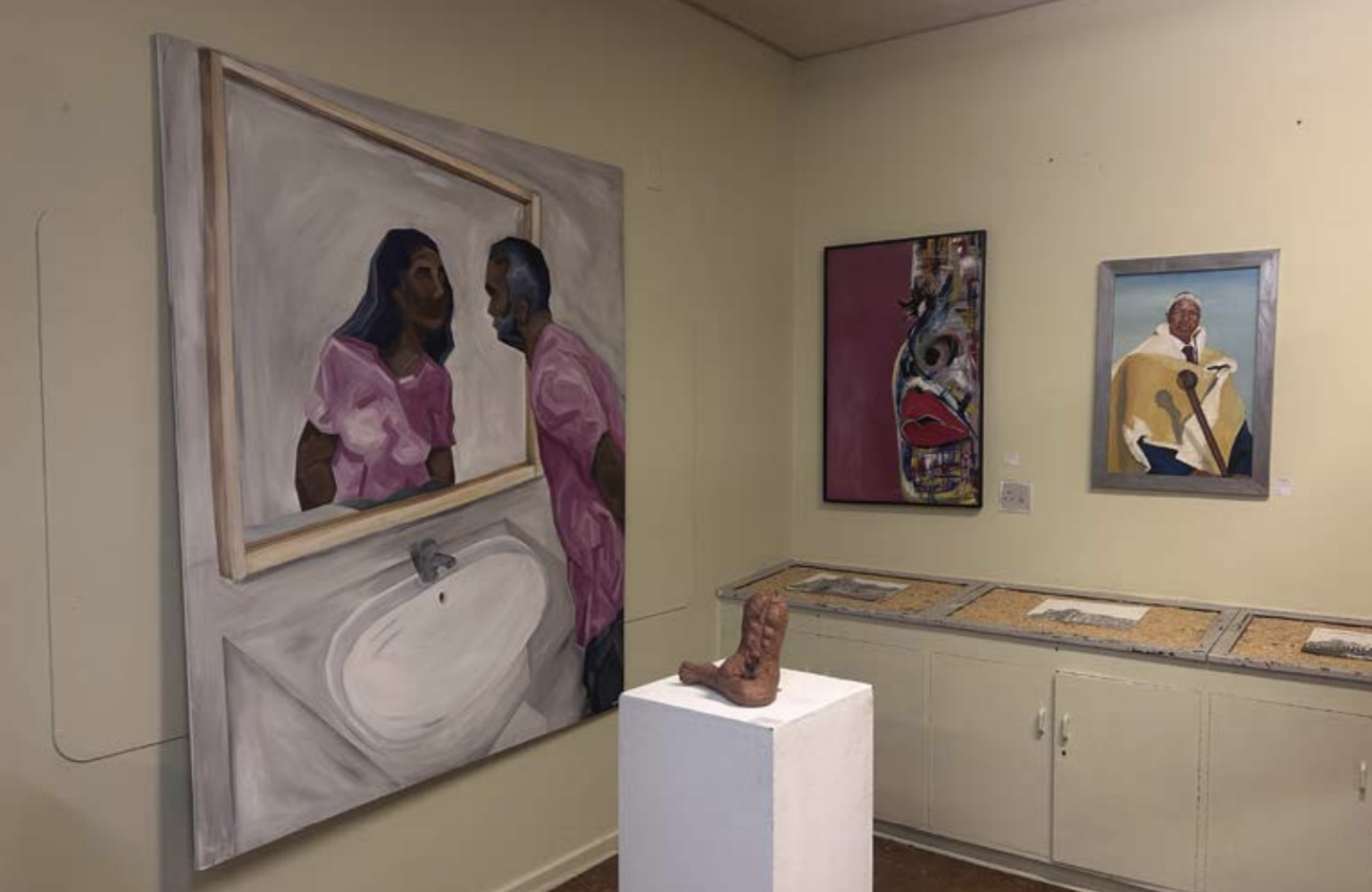 The University of Fort Hare Exhibition features a variety of mixed-media artworks which is shown for the first time in Makhanda. Photographed by Ruvesen Naidoo