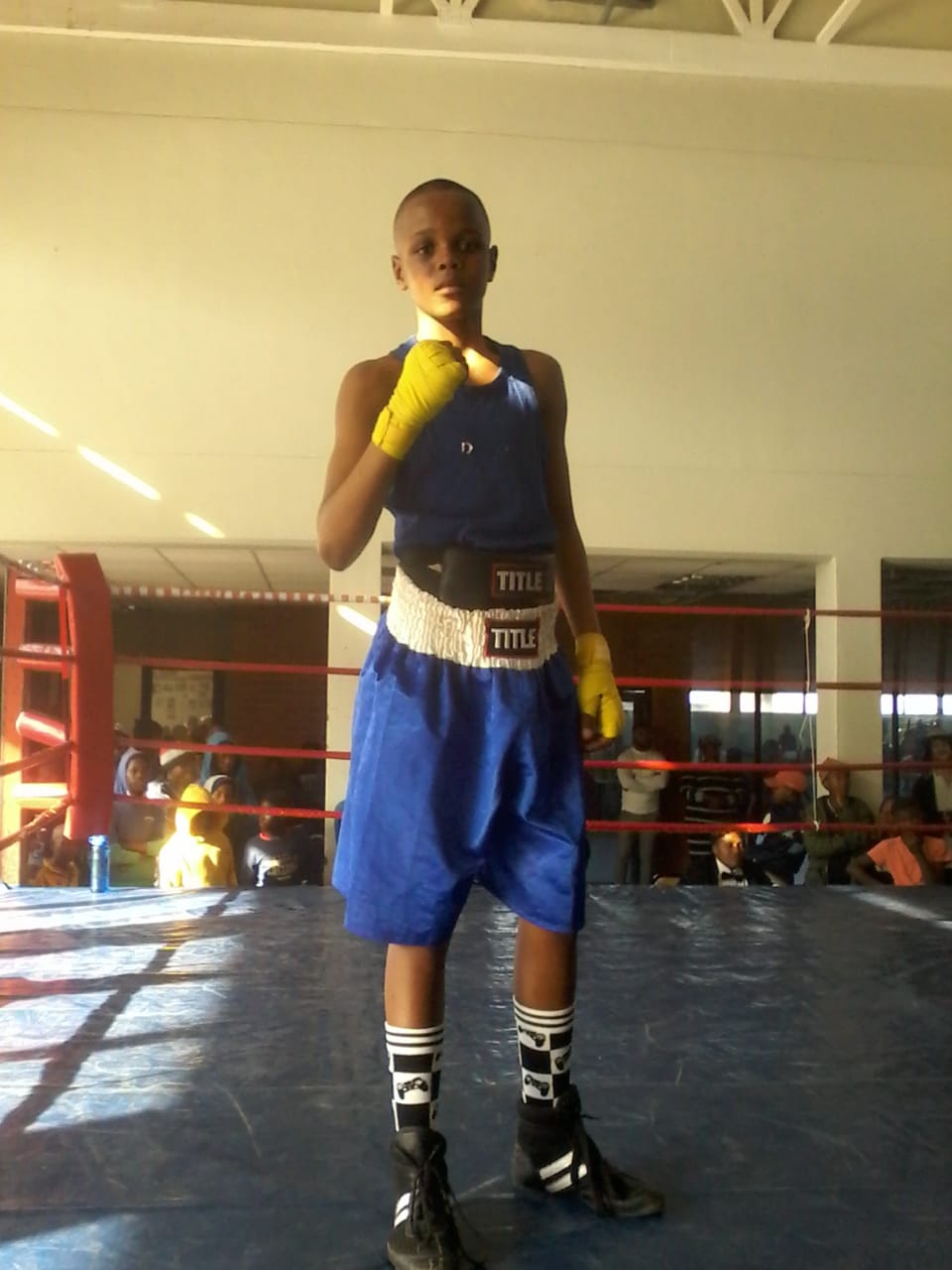 Ayabonga Mantile of Masibambane BC just after his bout
