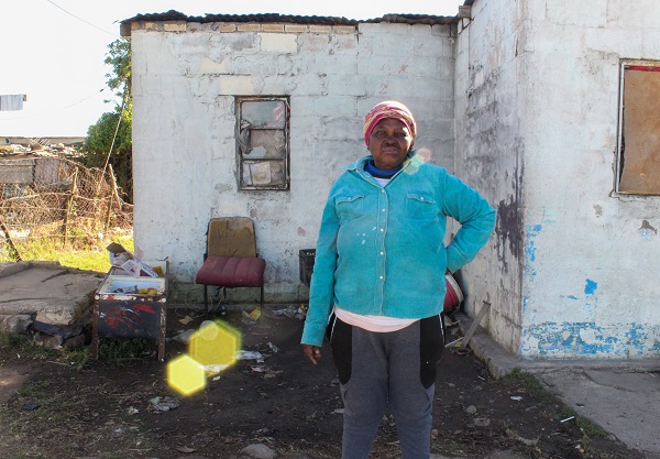 Zoliswa Noyisi in front of her house at Hoogenoeg Photo: 'Odidi Matai-Sigudla