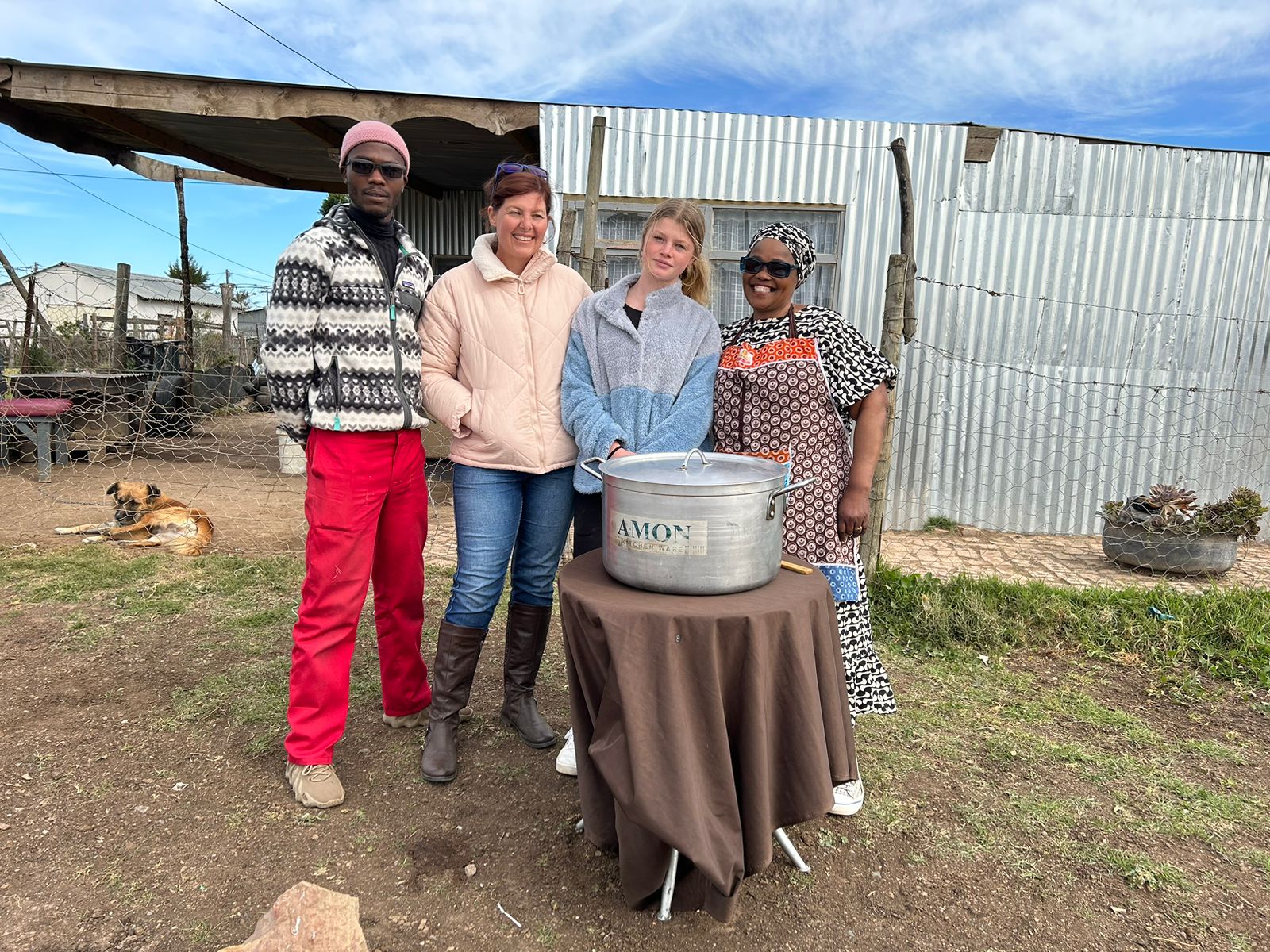 From left: Limise's husband Masixole Gagayi, sponsor Morwenna Bosch, Kingswood learner and sponsor Arie-mae Bailey, and soup kitchen owner, Limise Gagayi. Photo: Asemahle Dinge