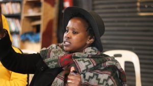 Advocate Akhona Sidlai contributing to a discussion on law and justice at The Black Power Station. Photo: Xolile Madinda