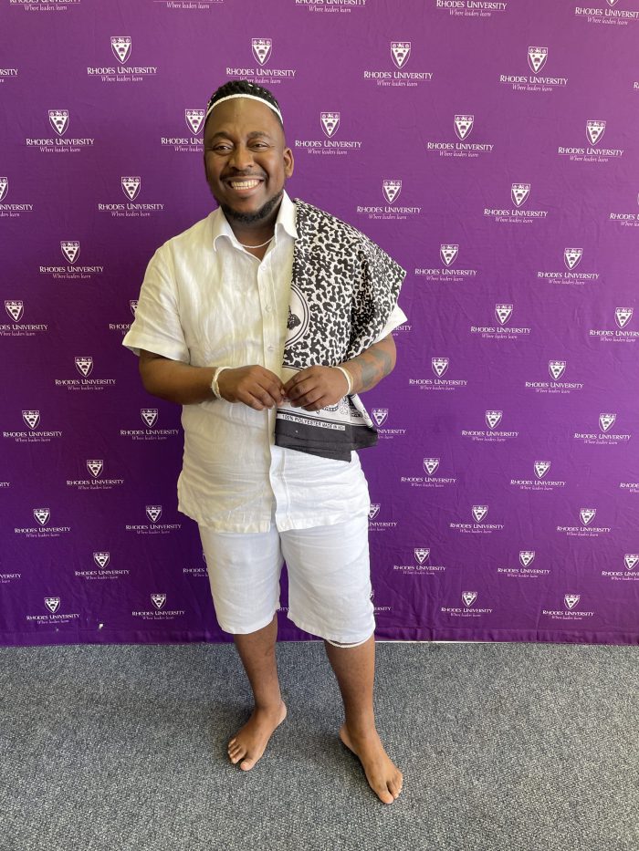 Anele Siswana is a Clinical Psychologist, personality and healer. The Rhodes University alumni came in to share his journey and assist in the facilitation of the discussion amongst other healers and psychologists. Photo: Buhle Andisiwe Made