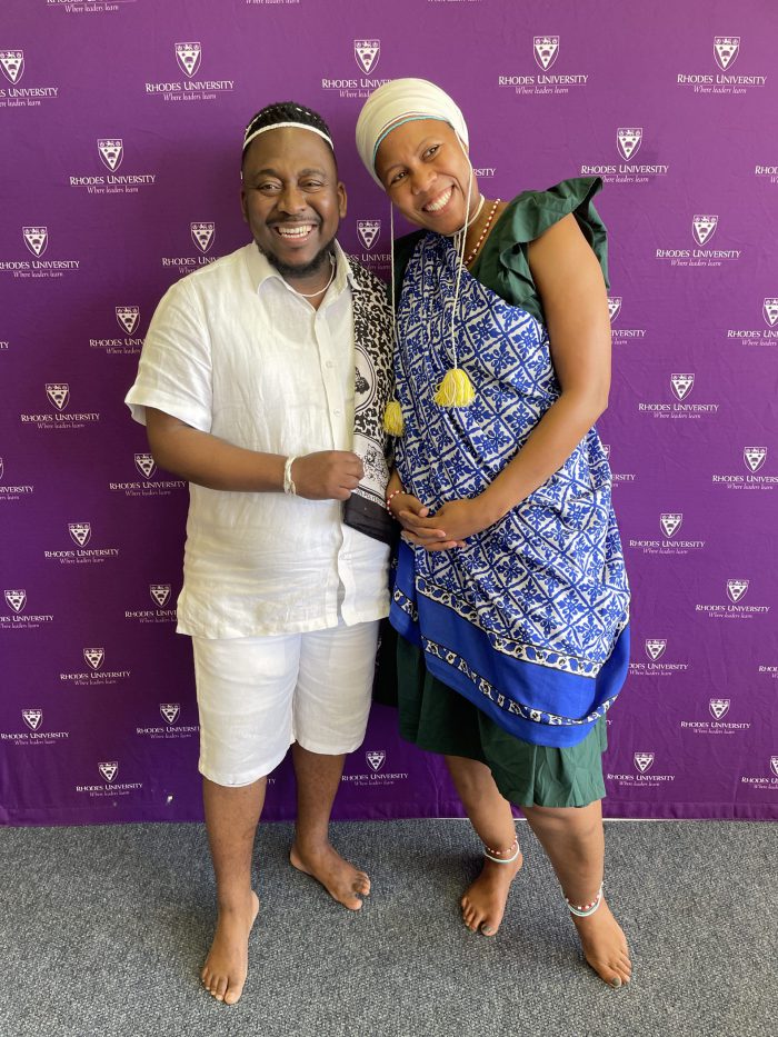 Alumni, Anele Siswana alongside healer and Rhodes University's Hall Administrator, Nomteto Moleko at the round table discussion. Photo: Buhle Andisiwe Made