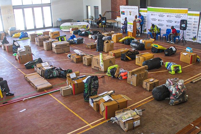 Sports equipment and attire that were given to 30 school, 13 leagues and 10 Hubs