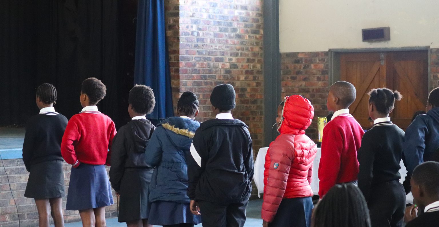 Learners at the BB Zondani Community Hall for the competition.