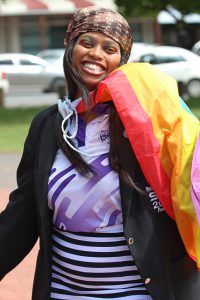 Rhodes University SRC President for 2023, Avuxeni Tyala, shows support for Gay Pride