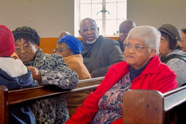 Elderly citizens of Makhanda engaged in the discussion of pensions and other issues in around Makhanda that have become a detriment in their lives. Photo: Buhle Andisiwe Made