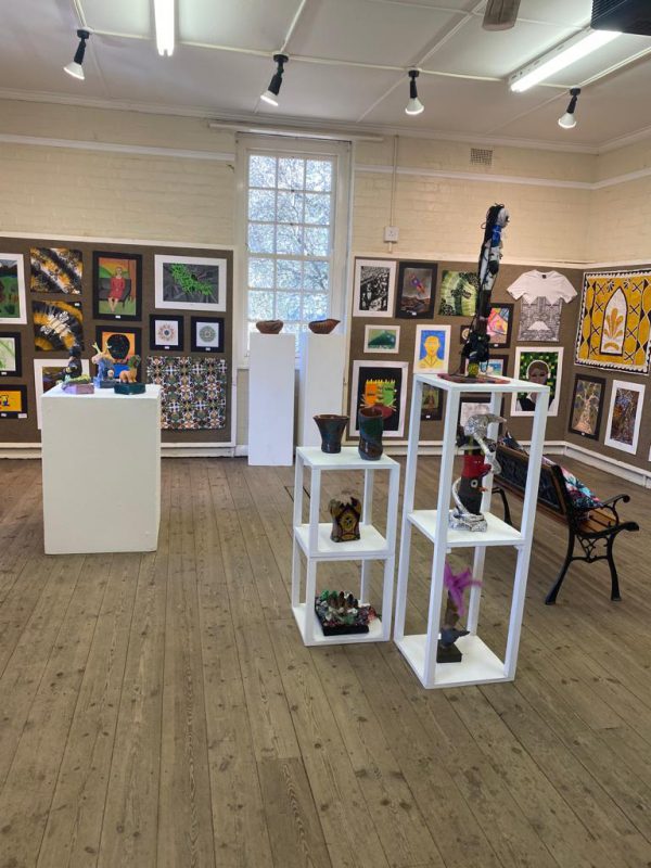 Another room filled with different forms of art. Ceramics vases and bowls, printmaking on cushions and textiles hung up on the walls. The pupils expressed their creativity in their desired forms. Photo: Sourced