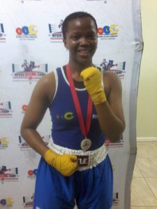 SA champion Imitha Mkhala of Sisonke BC just after her bout