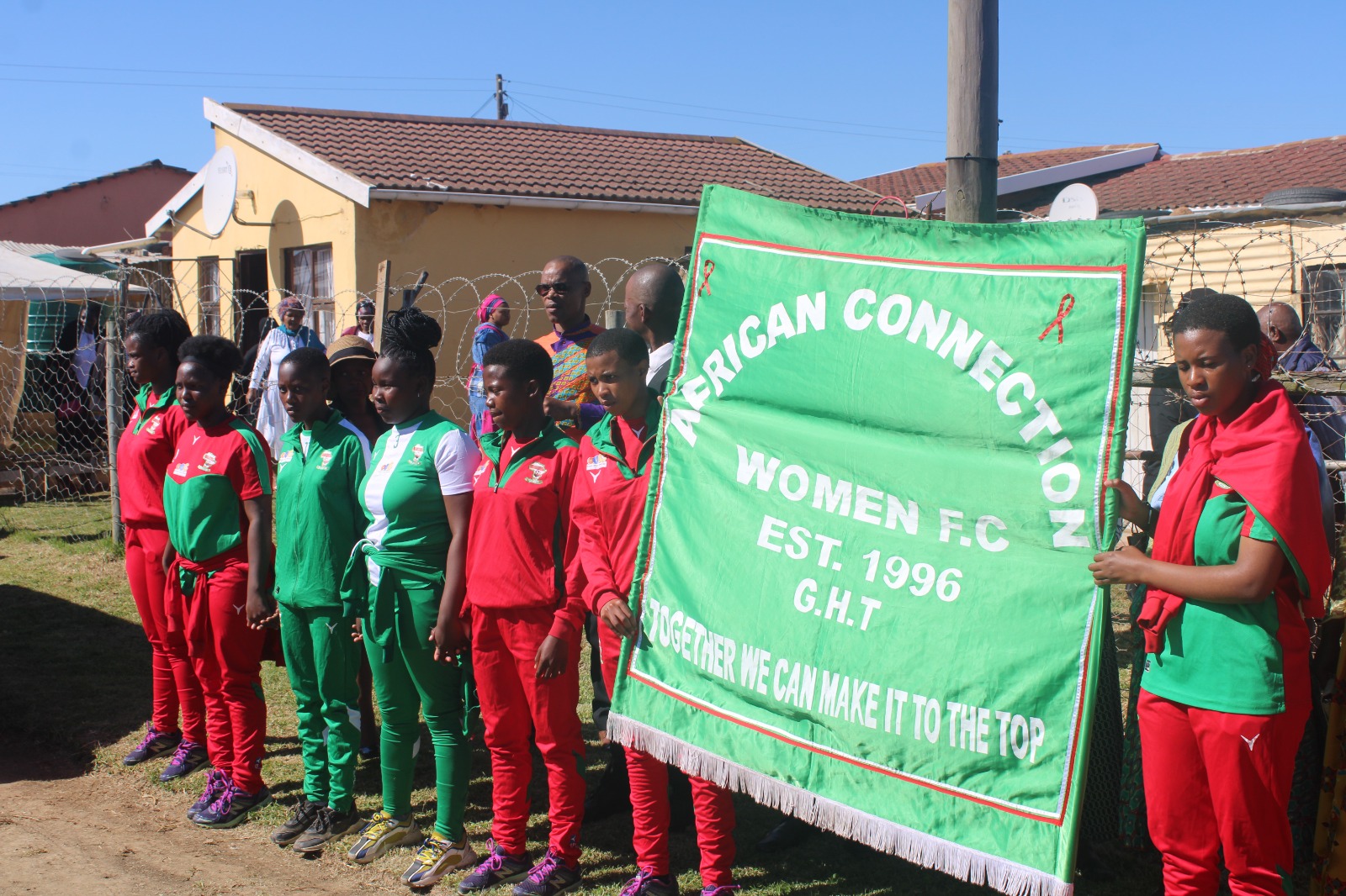 African Connection Women FC paying their last respect to Linomtha Skade