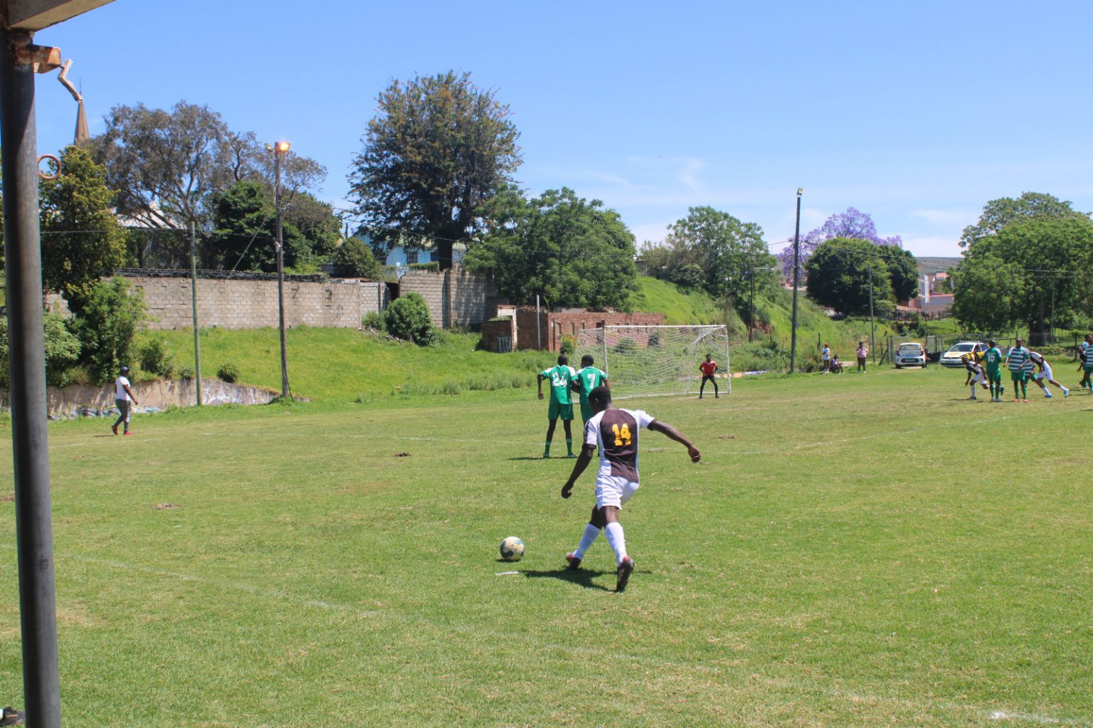 Junior Sundowns in black against Young eagles in green in the regional league clash