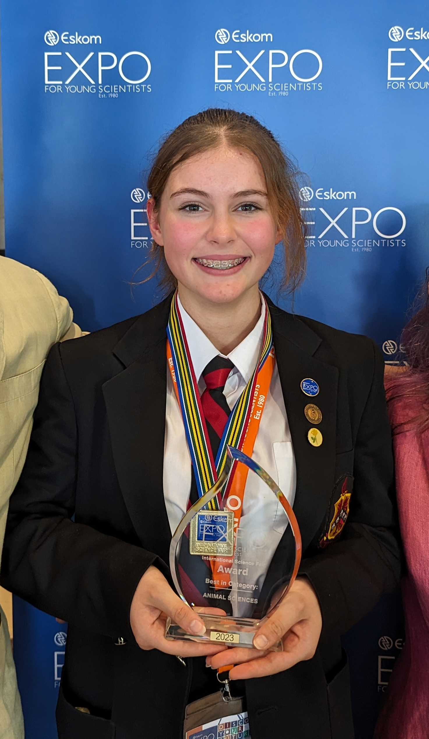 Savanna Renaud's award at the Eskom International Science Expo in Johannesburg. Photo: Jackie Clausen