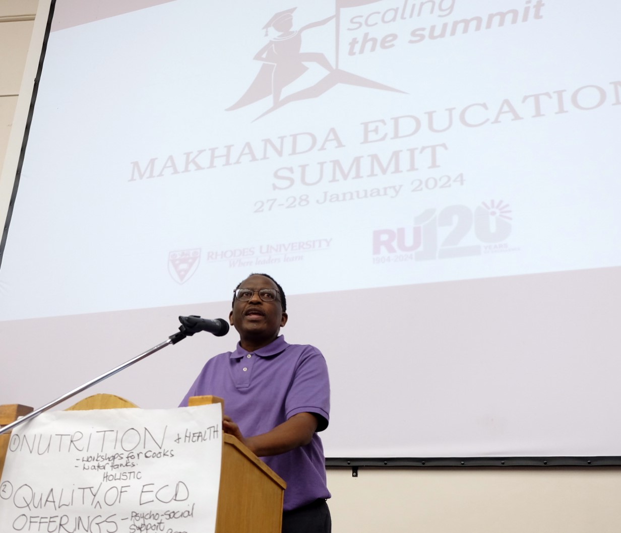 Rhodes University Vice-Chancellor Prof Sizwe Mabizela addresses the Makhanda Education Summit held at the university from 27-28 January.
