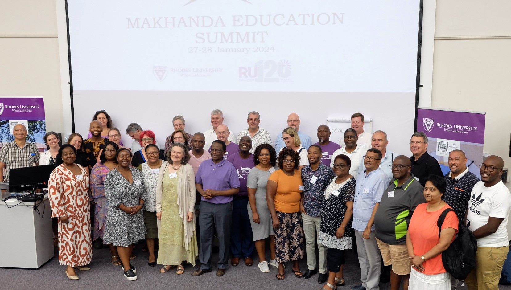 The organising committee of the Makhanda Education Summit, representing local early childhood development centres, primary and high schools, Rhodes University and NGOs, take a bow.