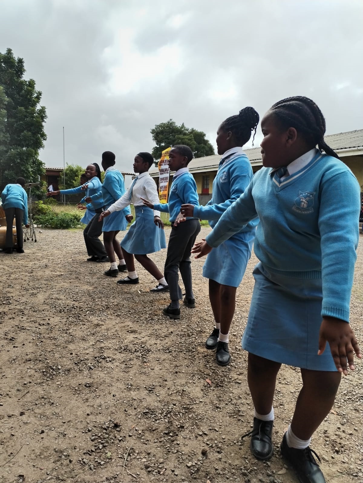 Archie Bolelkwa Learners dancing for Marimba in welcoming of The Executive Mayor .
