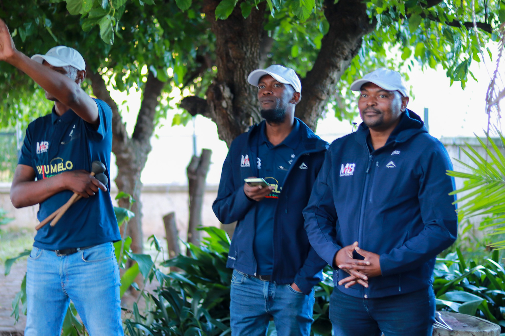 Makhanda Marimba Group band members, Prince Jongile, Andile Jaha and Phumla Mgaro Sonwabe were part of the entertainment during Valentines Day Mingle. Photo: Devon Kivitts.