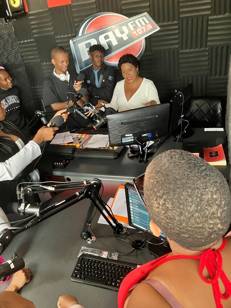 Radio students direct their questions at the BAY FM presenter in Gqeberha