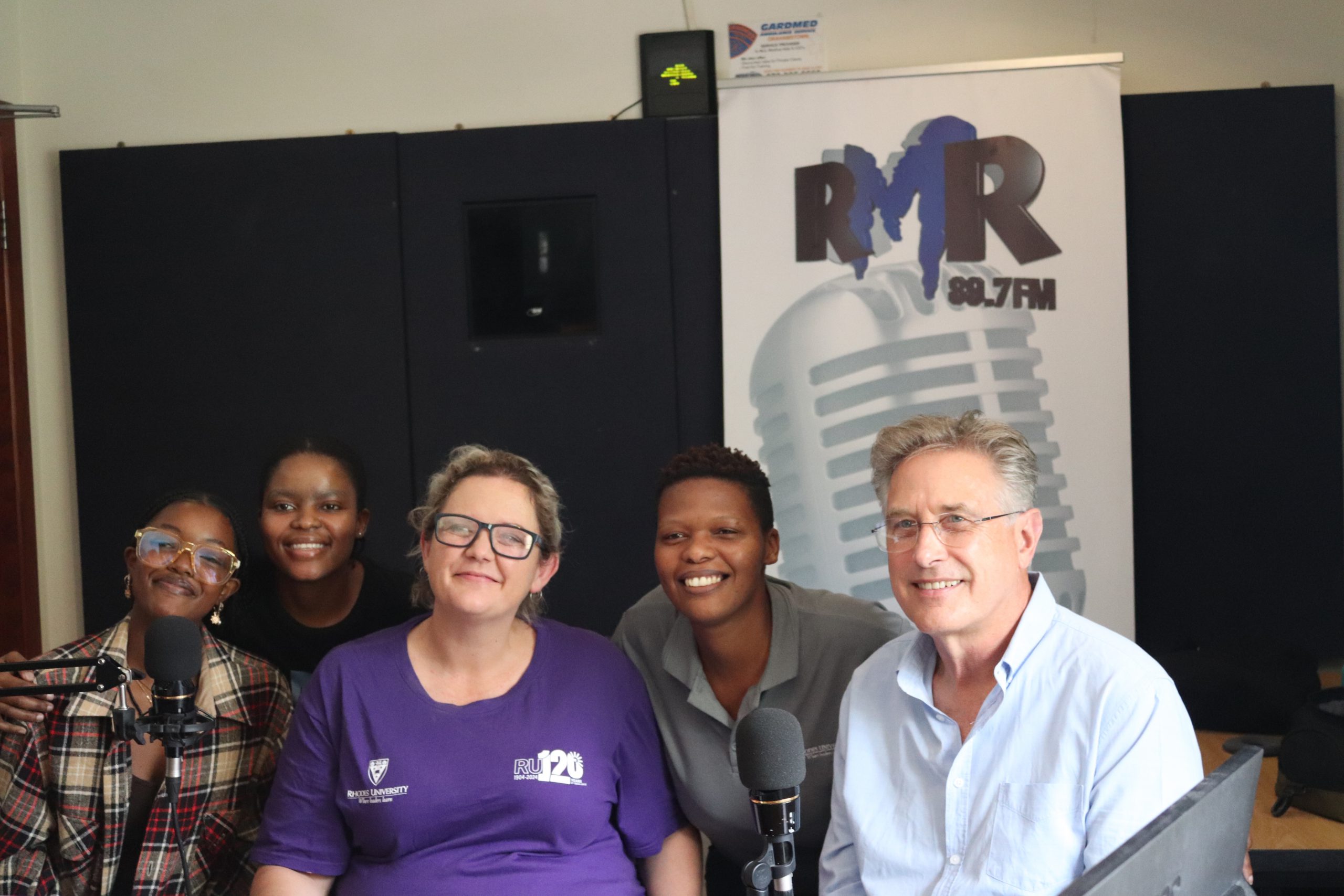Left to Right: Akofang Kgage, Emihle Fulela, Christelle Du Toit, Nomangesi Buwa and Professor Peter Clayton. Photo by Nothando Yolanda Tshuma.