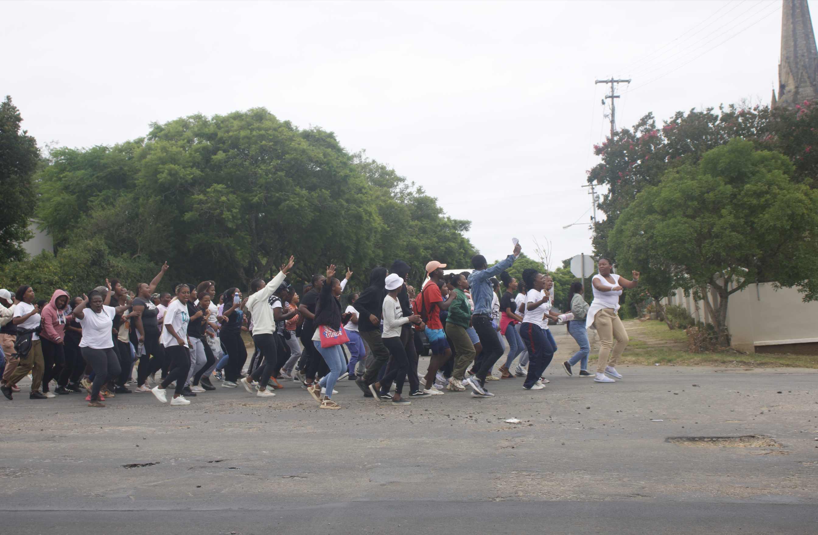 Eastcape Midlands College students march into town, protesting over unpaid NSFAS funds and accommodation issues. Photo: Benny Mojela