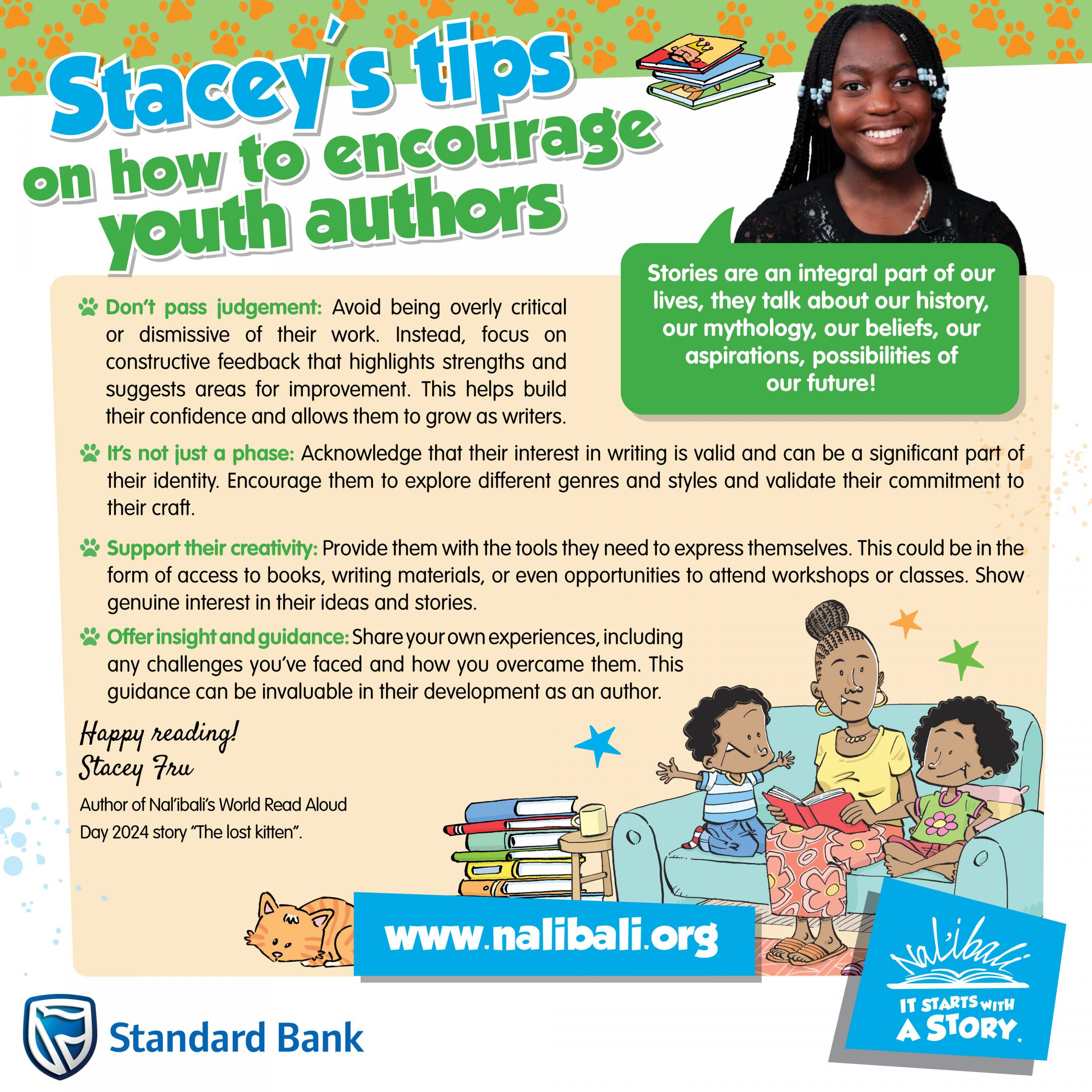 Stacey’s tips: Stacey Fru’s tip sheet for encouraging youth authors