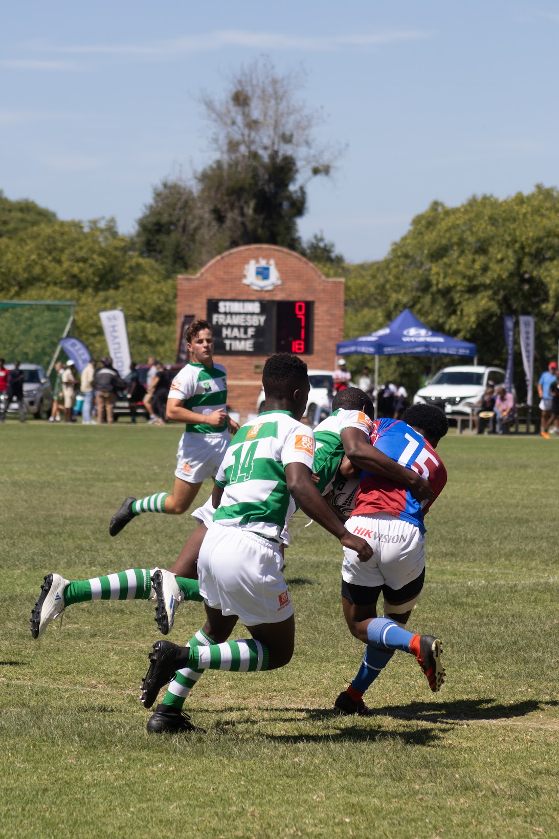 Stirling High school vs Hoërskool Framesby at Graeme college rugby festival on Saturday, 16 March. Photo: Rikie Lai