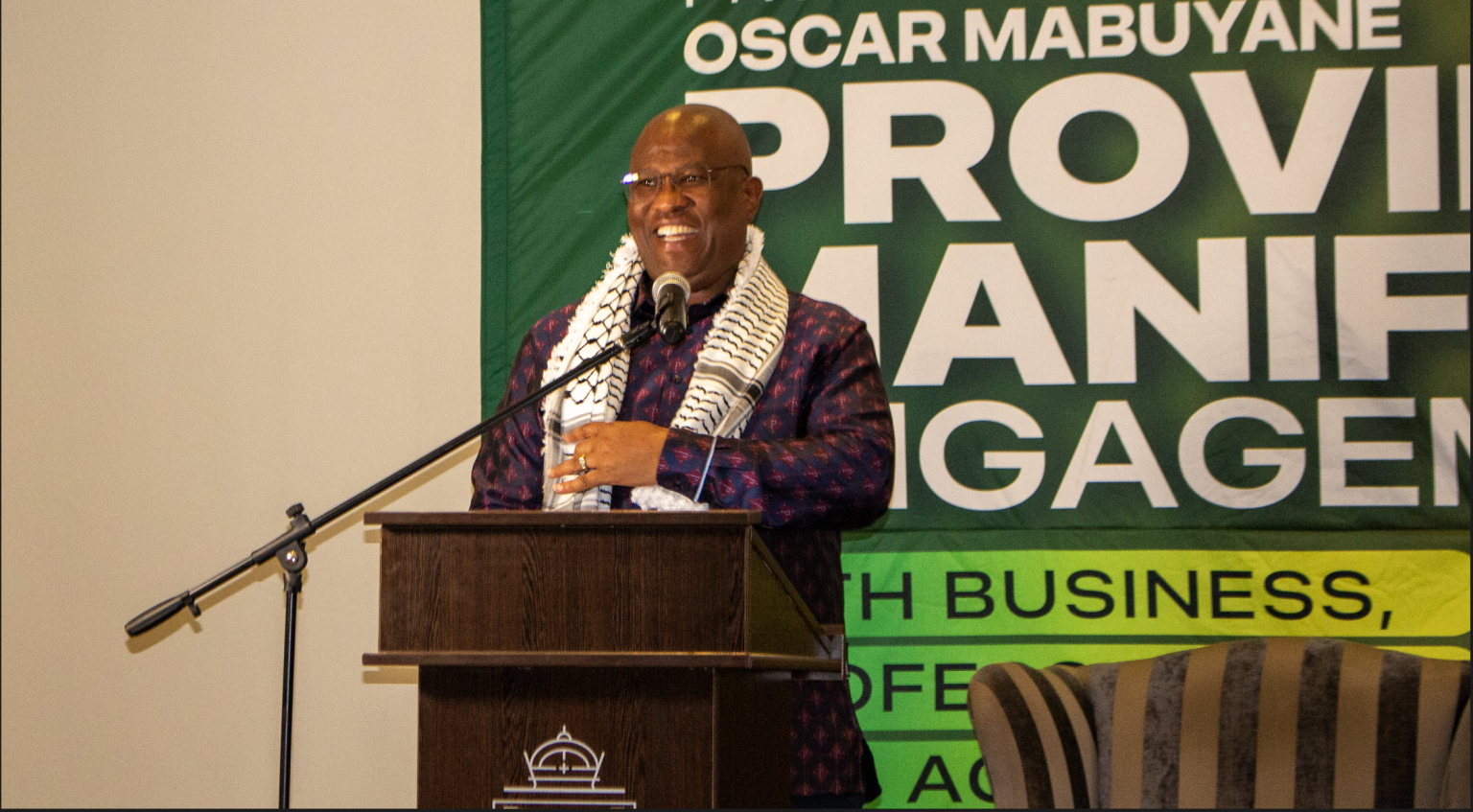 Eastern Cape Premier Oscar Mabuyane speaks at the provincial Manifesto stakeholder engagement. Photo: Migcobo Majali