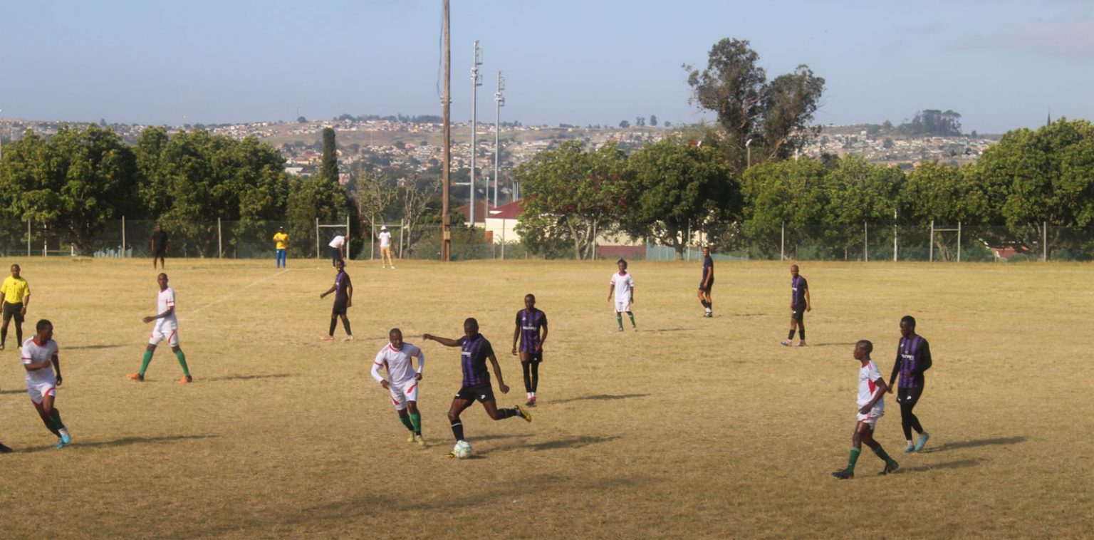 Ayamkela Boloti of Maru clearing the ball in the game against United Eleven
