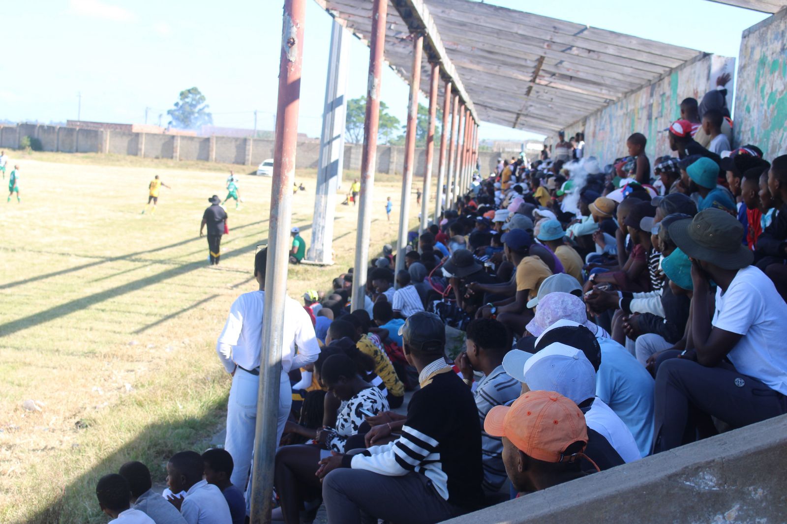 JD Dlepu Stadium packed to the rafters by football fans. Photo: Chris Totobela