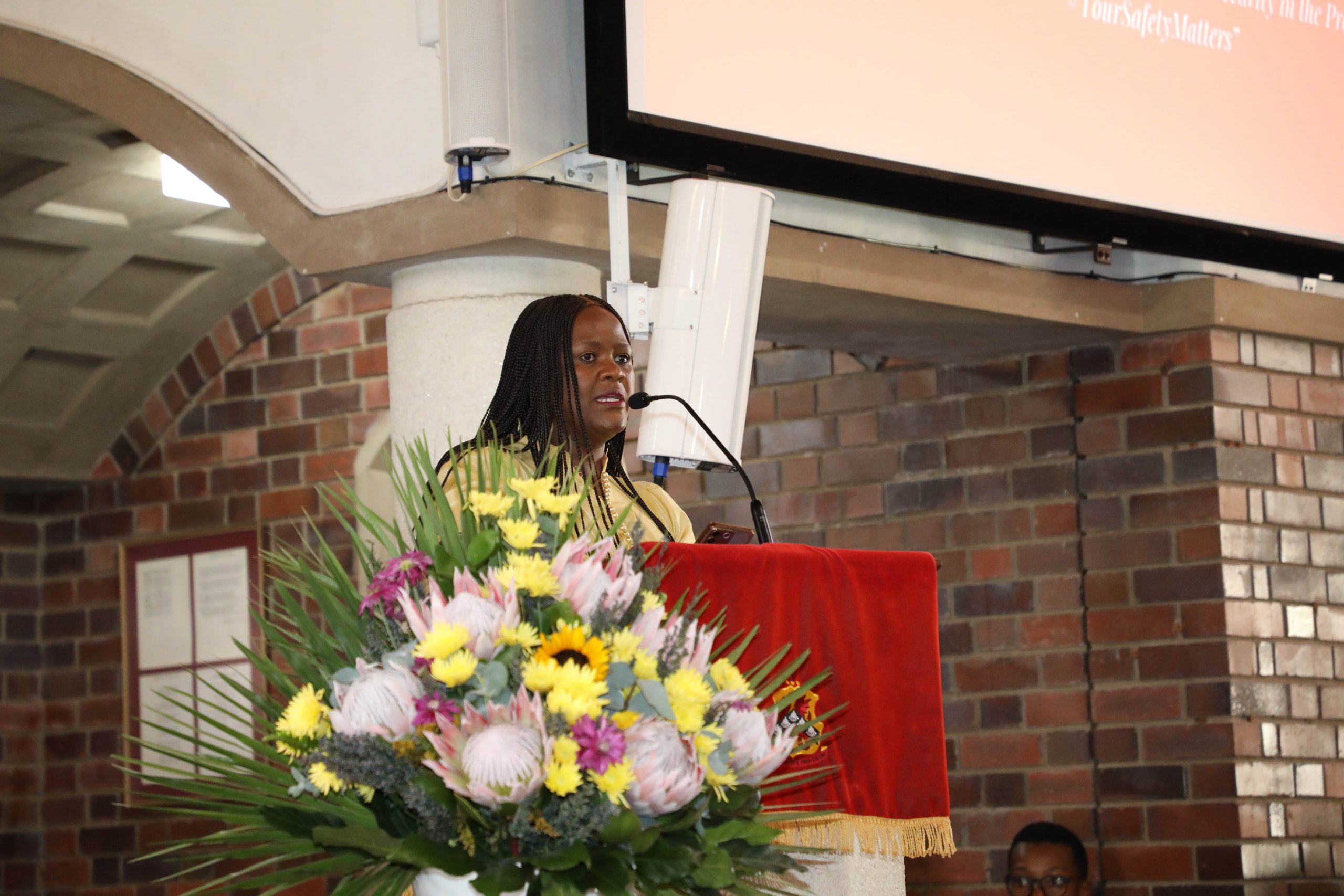 Nomangwana Mrwetyana speaks during the commemorative lecture of her daughter, Uyinene on the 25 March 2024. Photo: Jackie Grove.
