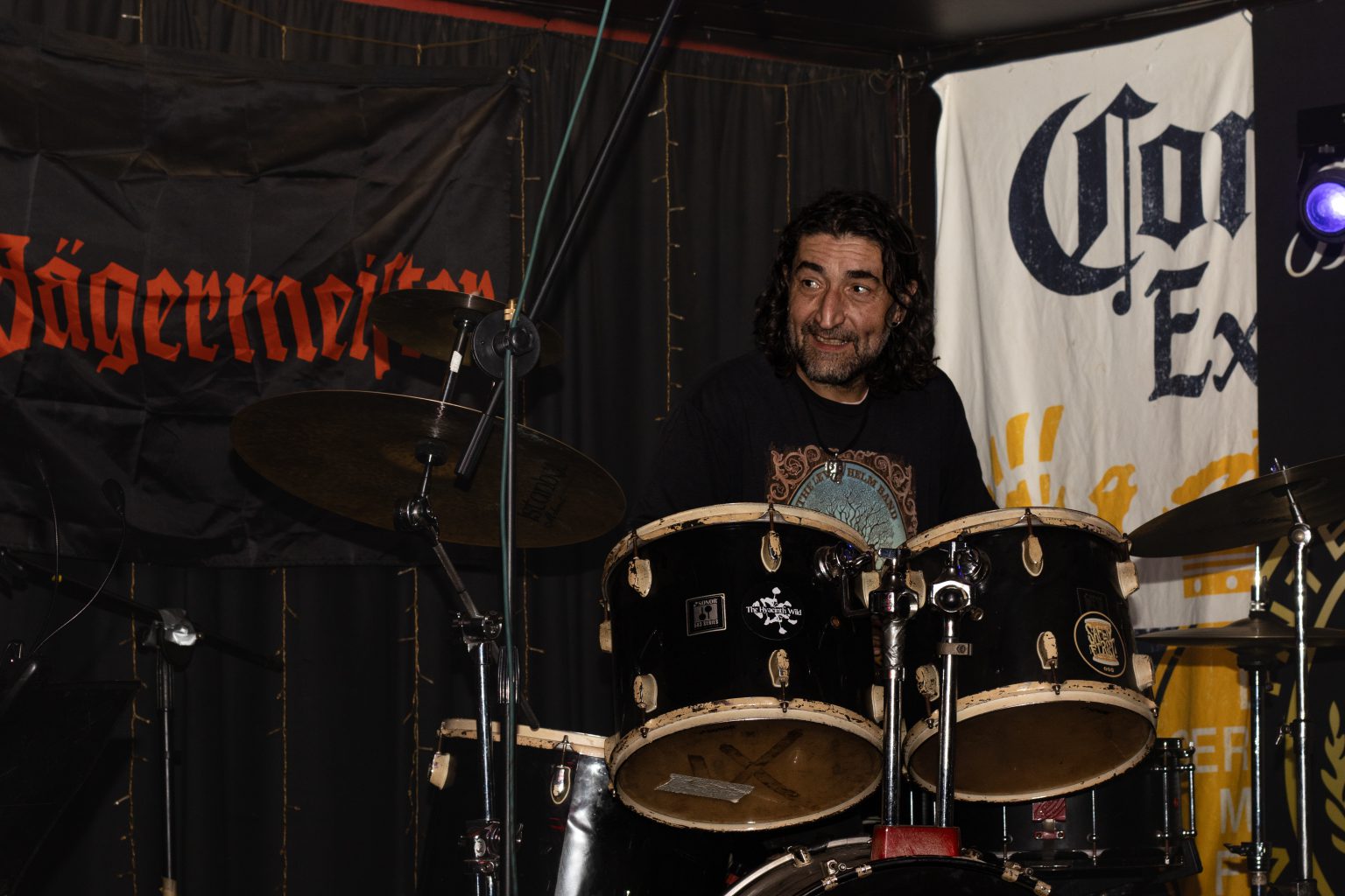 Popular band Hyacinth Wild performed at the SSS in Makhanda on Friday last week as part of their Eastern Cape tour kick-off. Drummer and percussionist, Stratos Copteros, was pictured in action. Photo: Rikie Lai