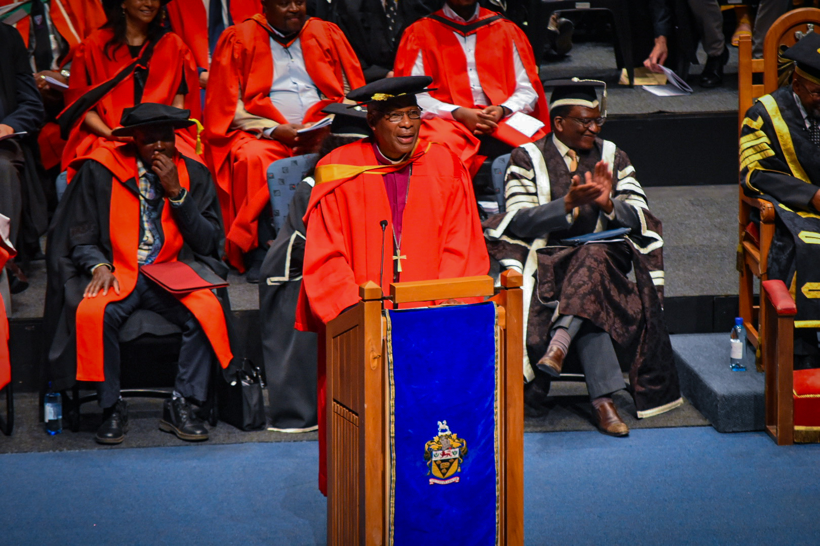 Archbishop Makgoba giving a speech after being capped for his doctorate in Law on Thursday, 04 April 2024. Photo: Thabo Mathebula