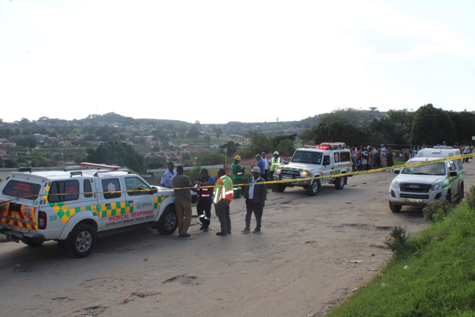 The scene of the taxi crash that claimed the lives of six people in Makhanda on Saturday. Photo: Luvuyo Mjekula