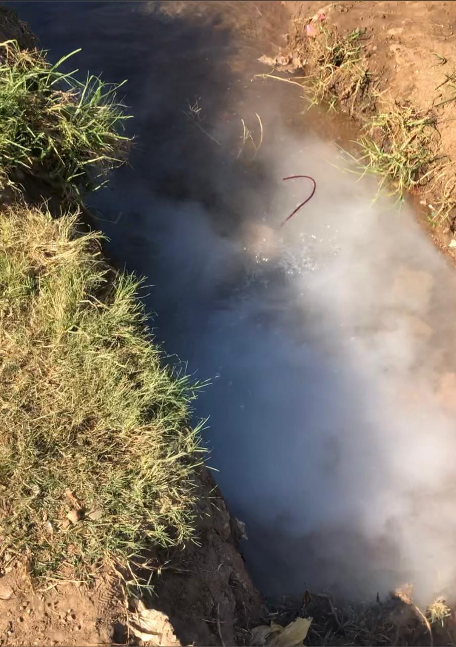 Water bubbling due to pipe burst at Blackbeard Street. Photo: Geoff Embling