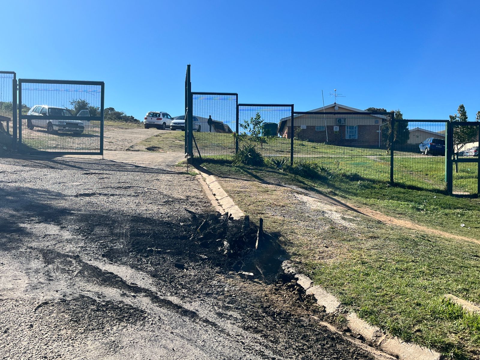 The aftermath of tyres that were burnt by the students of Mary Waters High School following the protest that held in the morning on 15 July 2024. Photo:Nothando Yolanda Tshuma