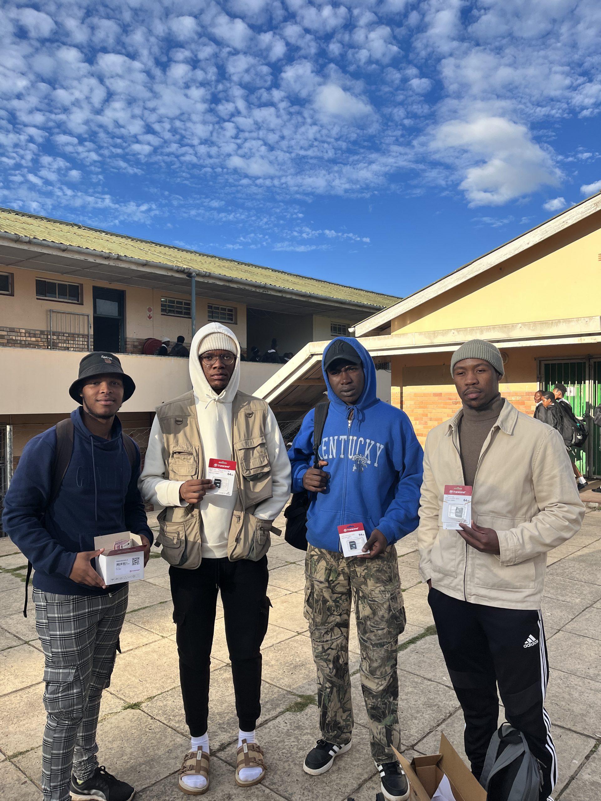 ( Left to Right), Aphiwe Teyise, Zukhanye Dikana, Kamvelihle Gule, and Anele Hloyi. SEF employees who are part of the loading of the SD cards. Photo: Nothando Yolanda Tshuma.