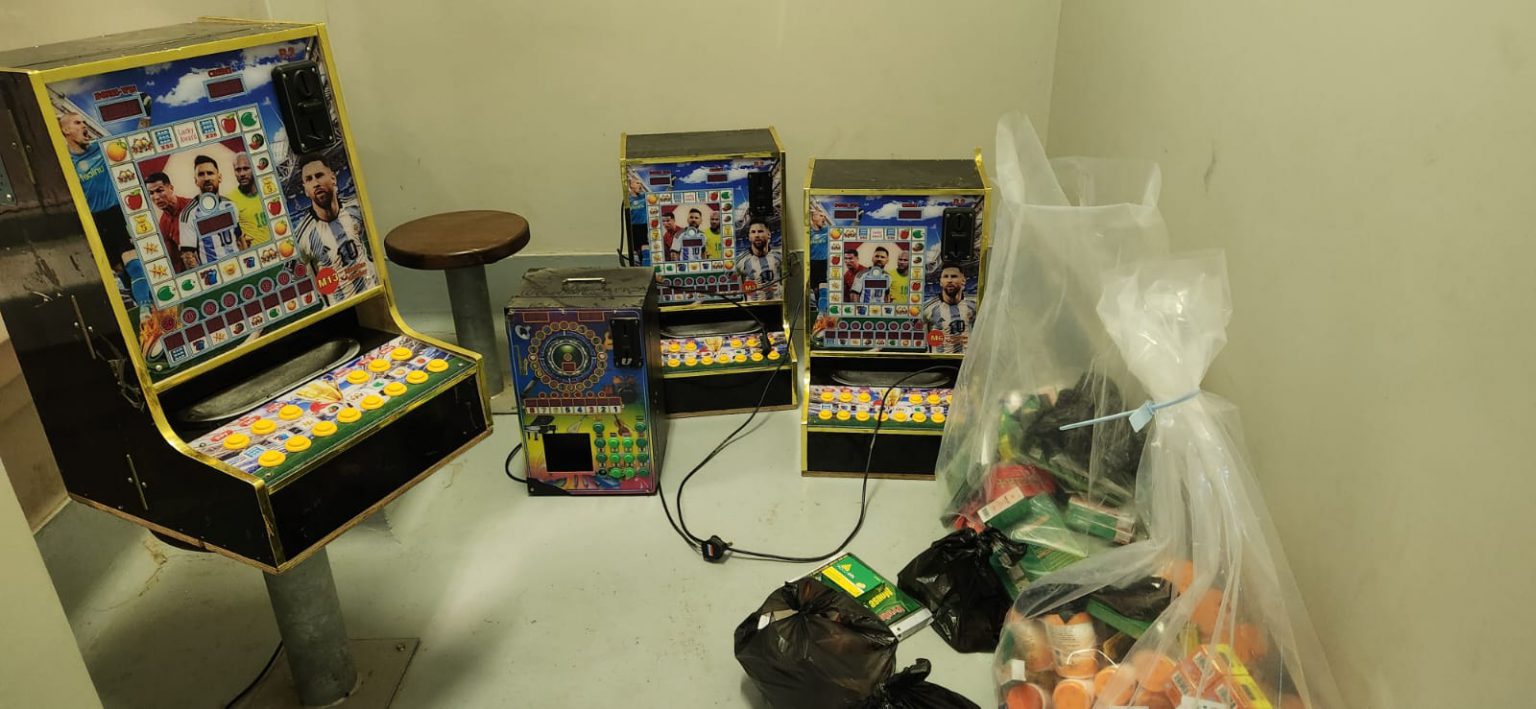 Some of the gambling slot machines seized by law enforcement officers during an operation in Makhanda spaza shops yesterday. Photo: Supplied