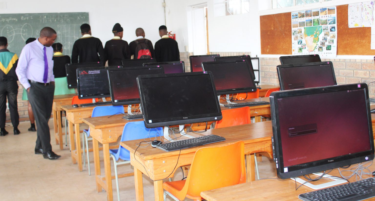 Nathaniel Nyaluza Secondary School principal Mzwandile Kleyi in the school's computer lab. Photo: Busisiwe Maluleka