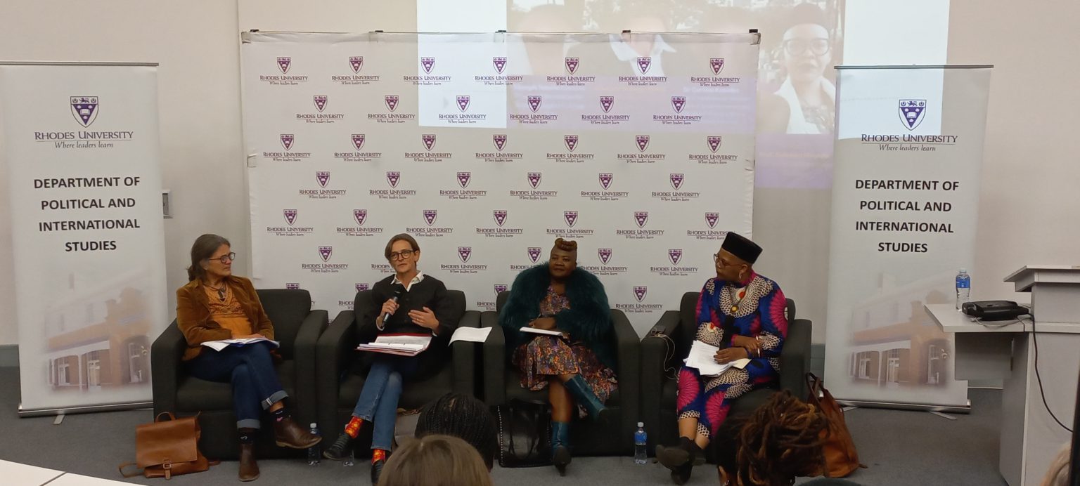 The panel of discussants, (from left), Dr Corinne Knowles, Advocate Bronwyn Pithey, Sibongile Ndashe and Prof Siphokazi Magadla. Photo: Aphiwe Ngowapi