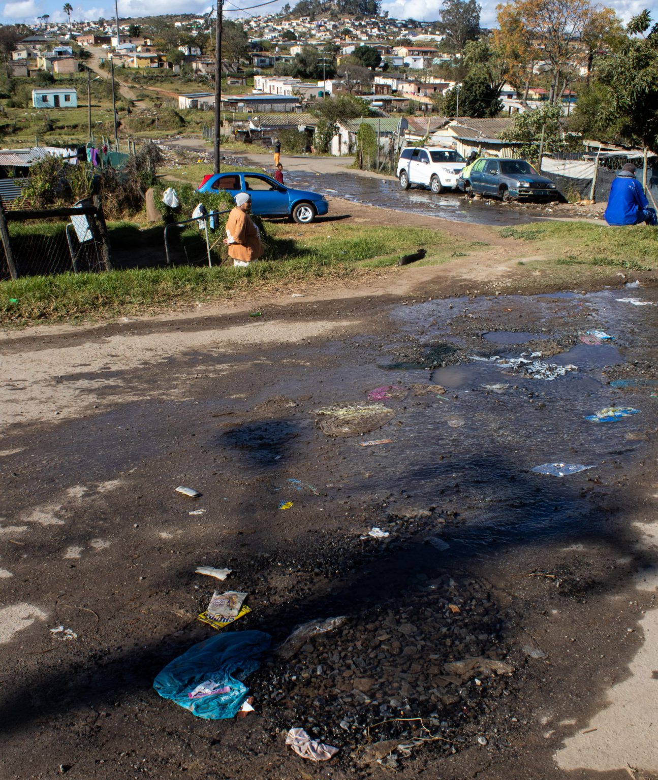 Neglected leak originating from Blackbeard Street flows down Cobus Street on the 25 July. Photo: RIkie Lai