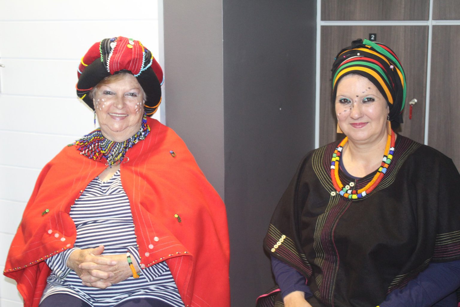 Sharnette Burger and Sally Marais celebrating heritage at their handmade crafts and food stall at the Amazwi South African Museum of Literature Heritage Carnival on Tuesday. Photo: Luvuyo Mjekula